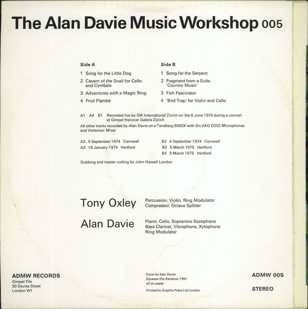 Alan Davie The Alan Davie Music Workshop 005 UK vinyl LP album (LP record)