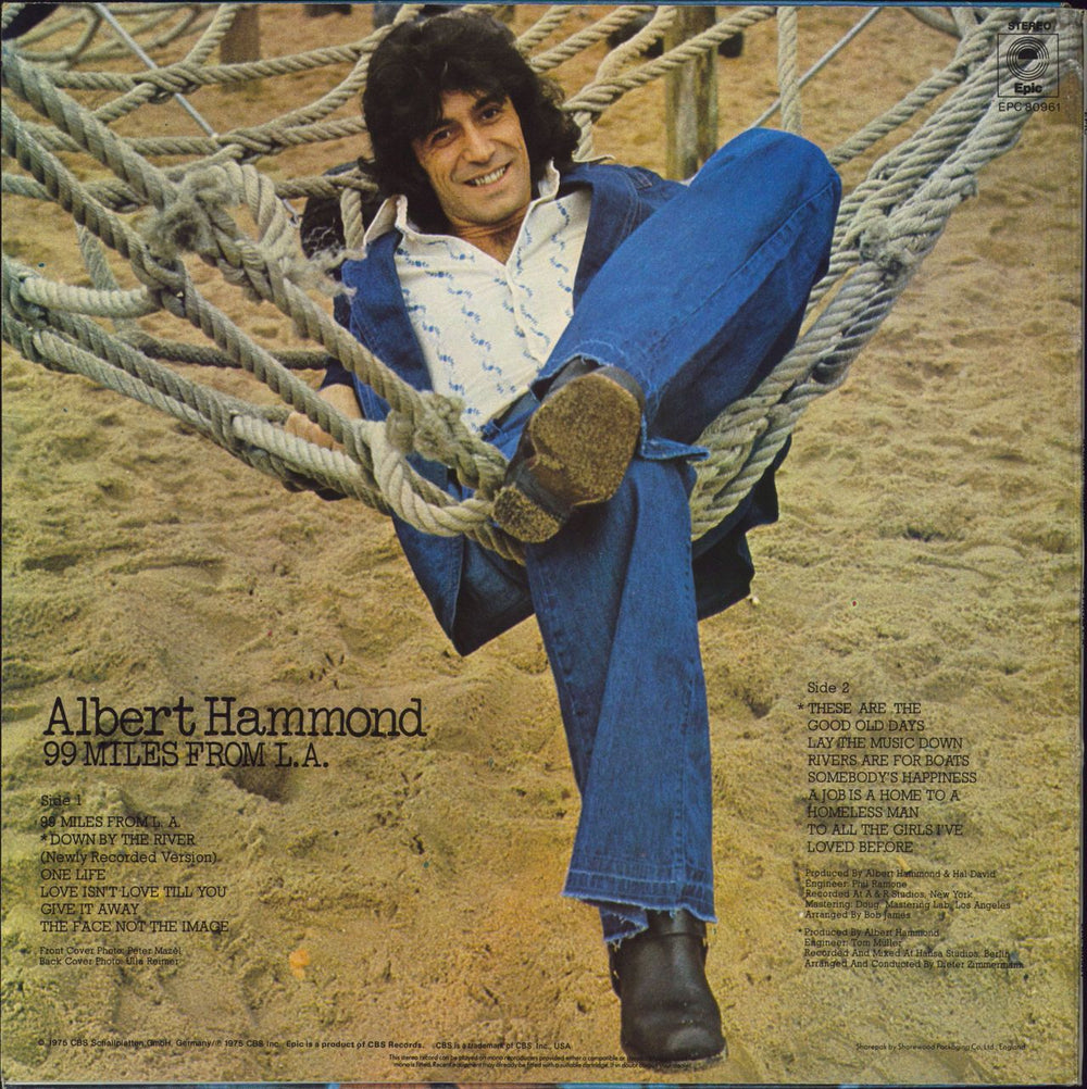 Albert Hammond 99 Miles From L.A. UK vinyl LP album (LP record)