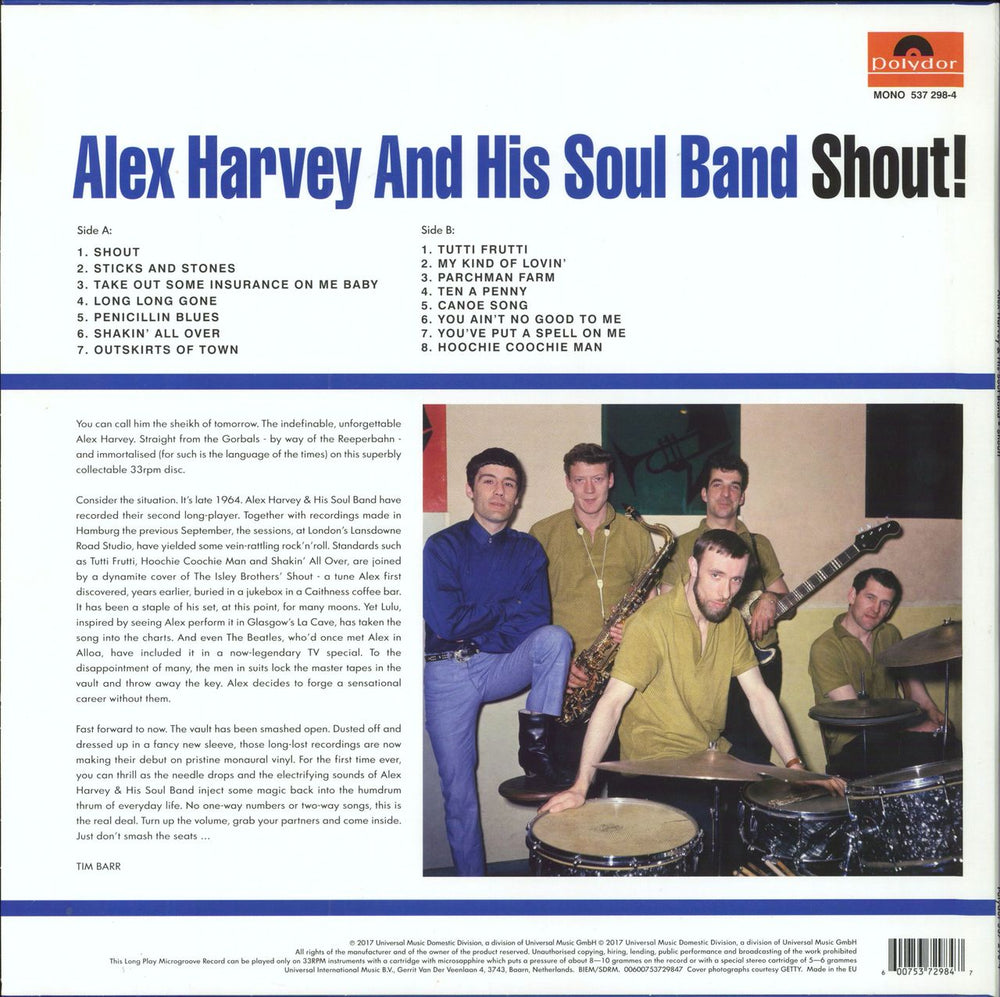 Alex Harvey (UK) Shout! UK vinyl LP album (LP record) 600753729847