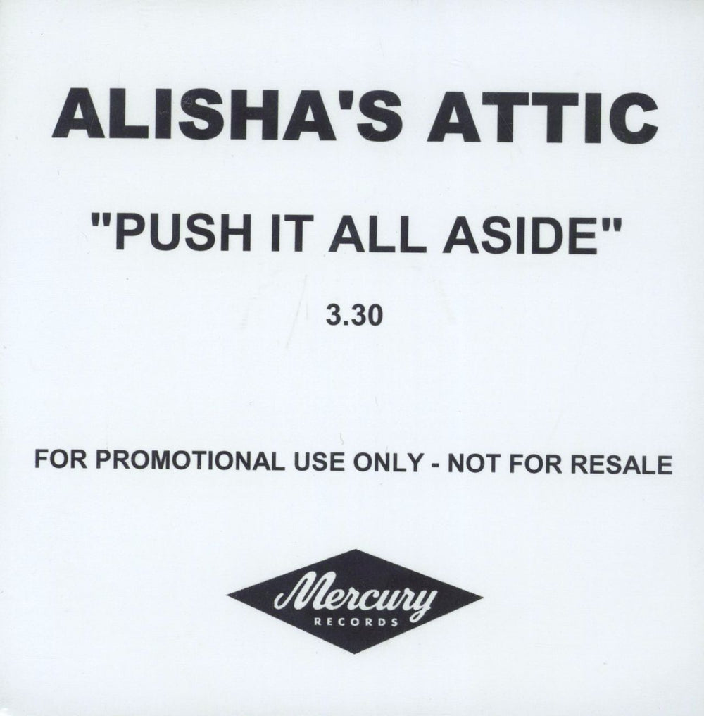 Alisha's Attic Push It All Aside UK Promo CD-R acetate CDR