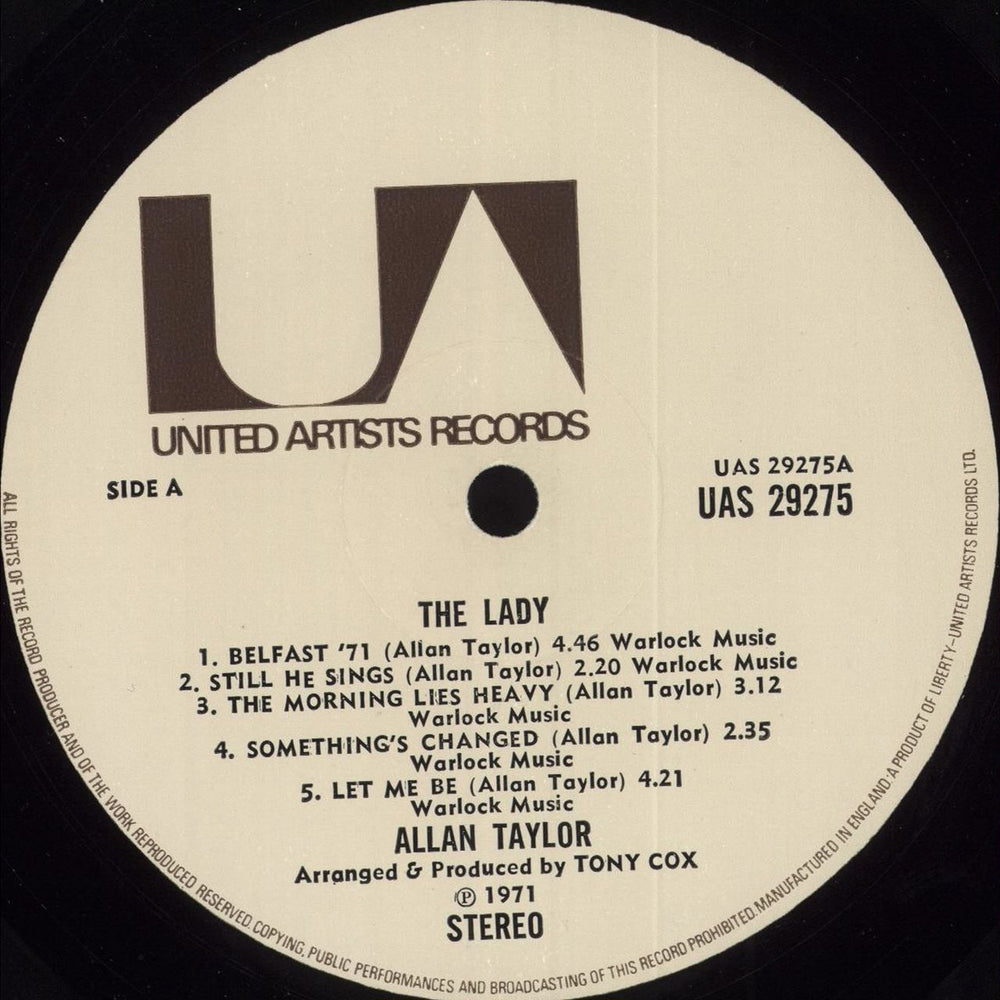 Allan Taylor The Lady UK vinyl LP album (LP record) 6ATLPTH712441