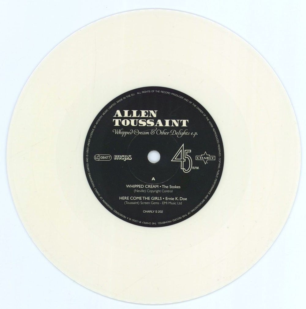 Allen Toussaint Whipped Cream & Other Delights E.P. - RSD16 - White Vinyl UK 7" vinyl single (7 inch record / 45) AT507WH770930