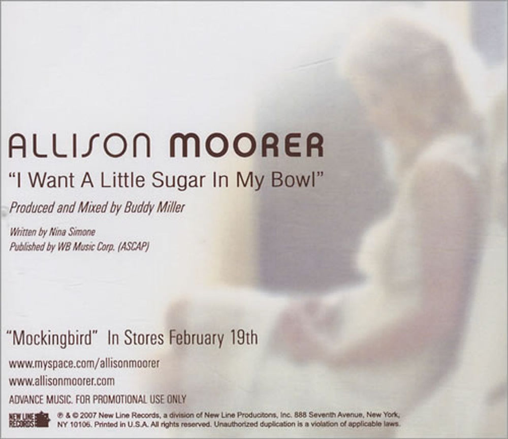 Allison Moorer I Want A Little Sugar In My Bowl US Promo CD single (CD5 / 5") RRLC5IW430279