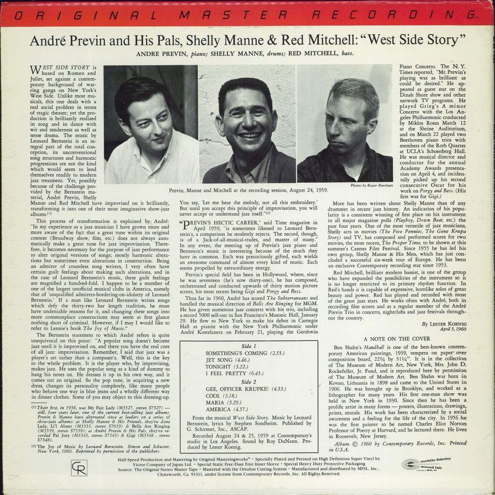 André Previn West Side Story - Half-Speed Mastered US vinyl LP album (LP record)