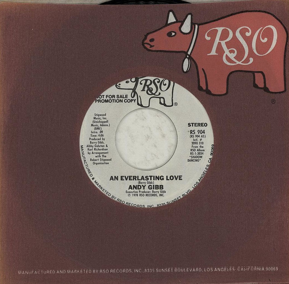 Andy Gibb An Everlasting Love US Promo 7" vinyl single (7 inch record / 45) RS904