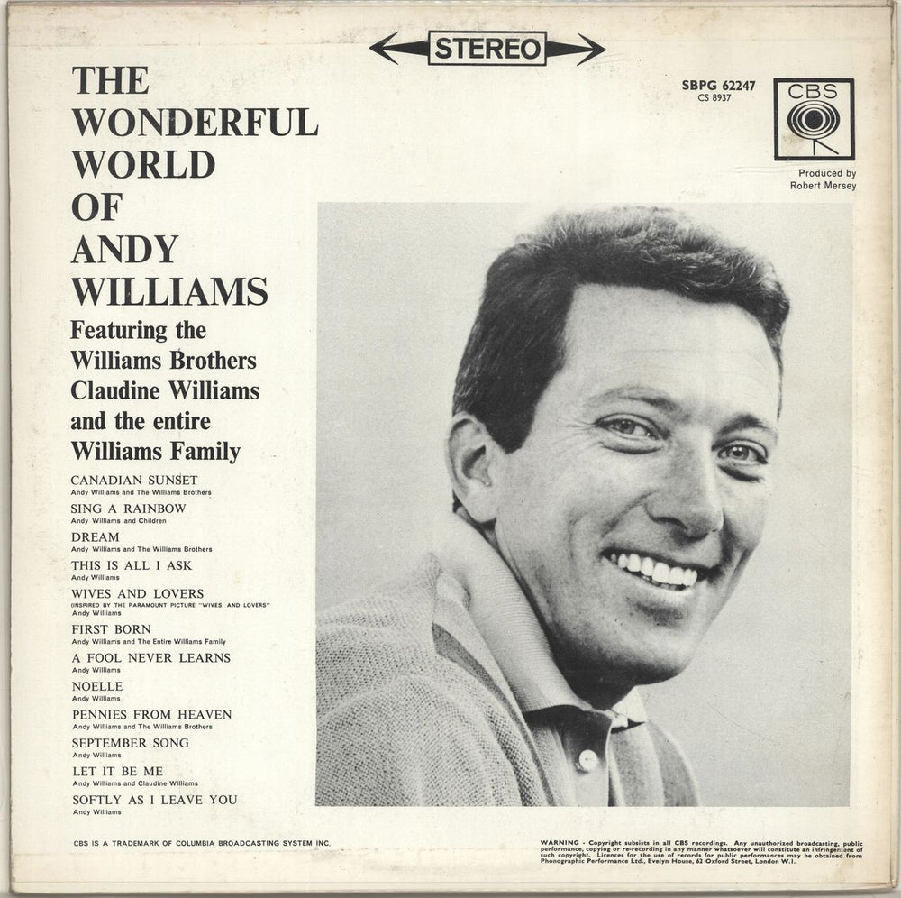Andy Williams The Wonderful World Of Andy Williams UK vinyl LP album (LP record)