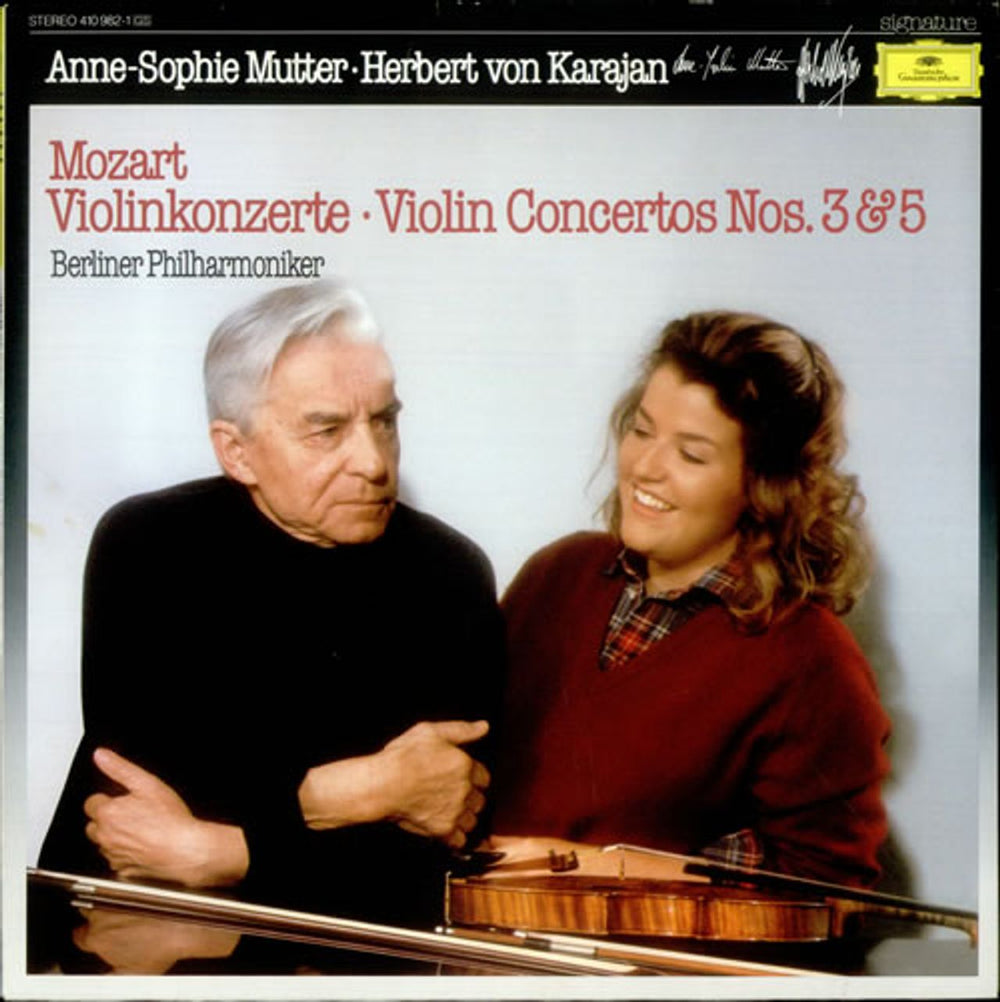 Anne-Sophie Mutter Mozart: Violin Concertos Nos. 3 & 5 German vinyl LP album (LP record) 410982-1