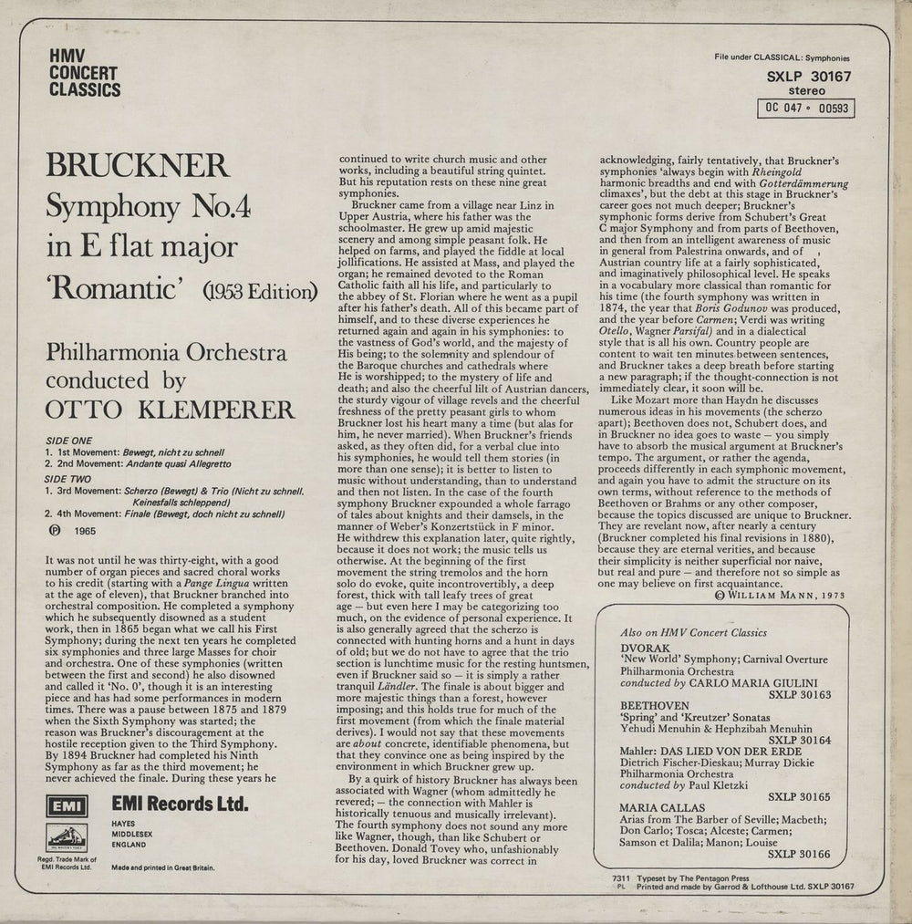 Anton Bruckner Bruckner: Symphony No. 4 ('Romantic') UK vinyl LP album (LP record)