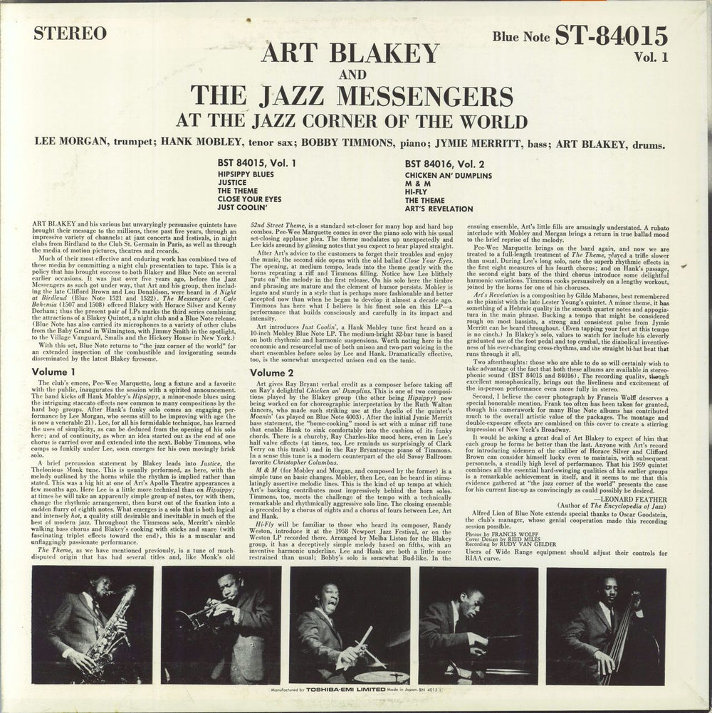 Art Blakey & The Jazz Messengers At The Jazz Corner Of The World - Vol. 1 Japanese vinyl LP album (LP record)