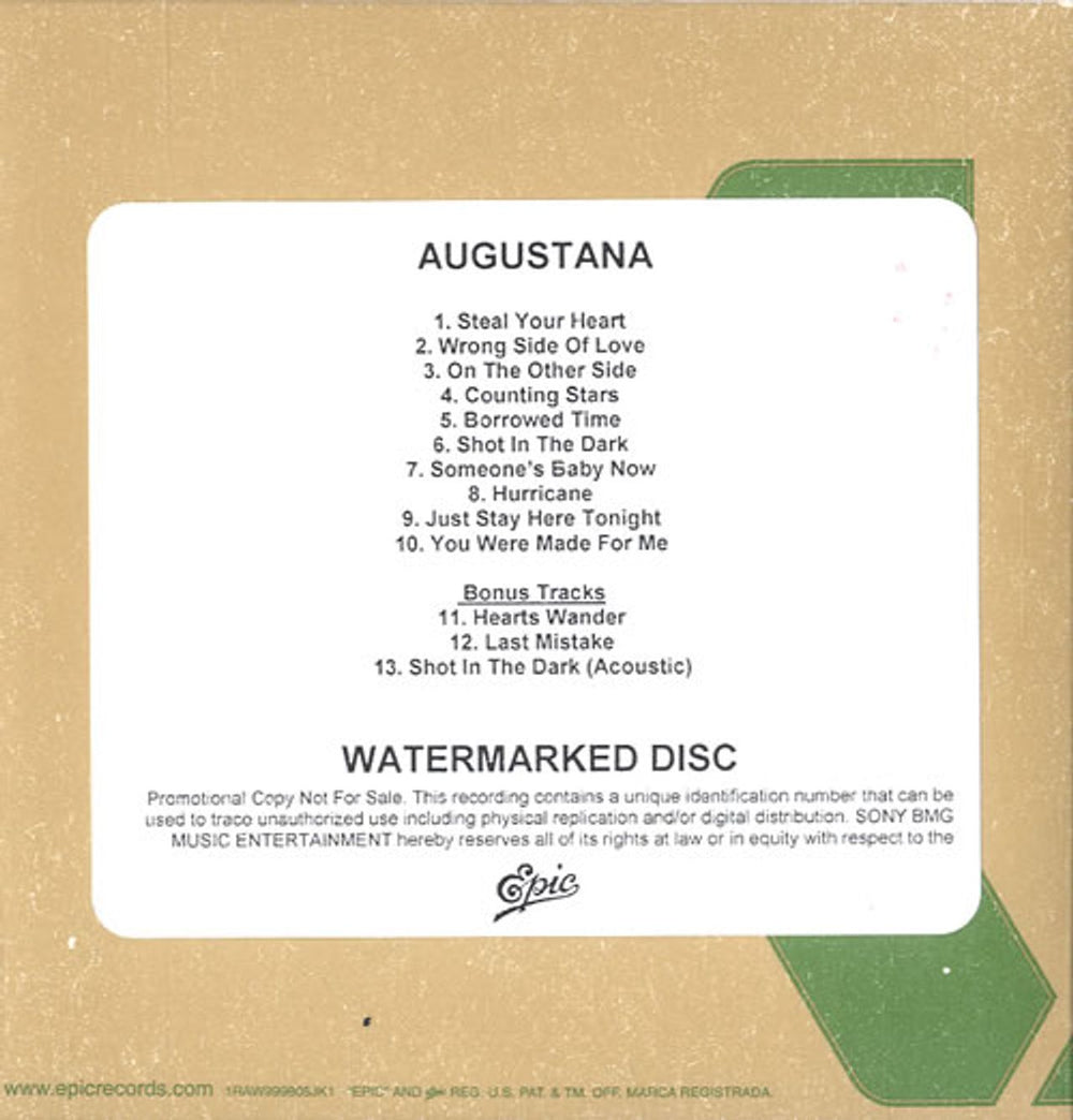 Augustana Augustana US Promo CD-R acetate CD-R ACETATE