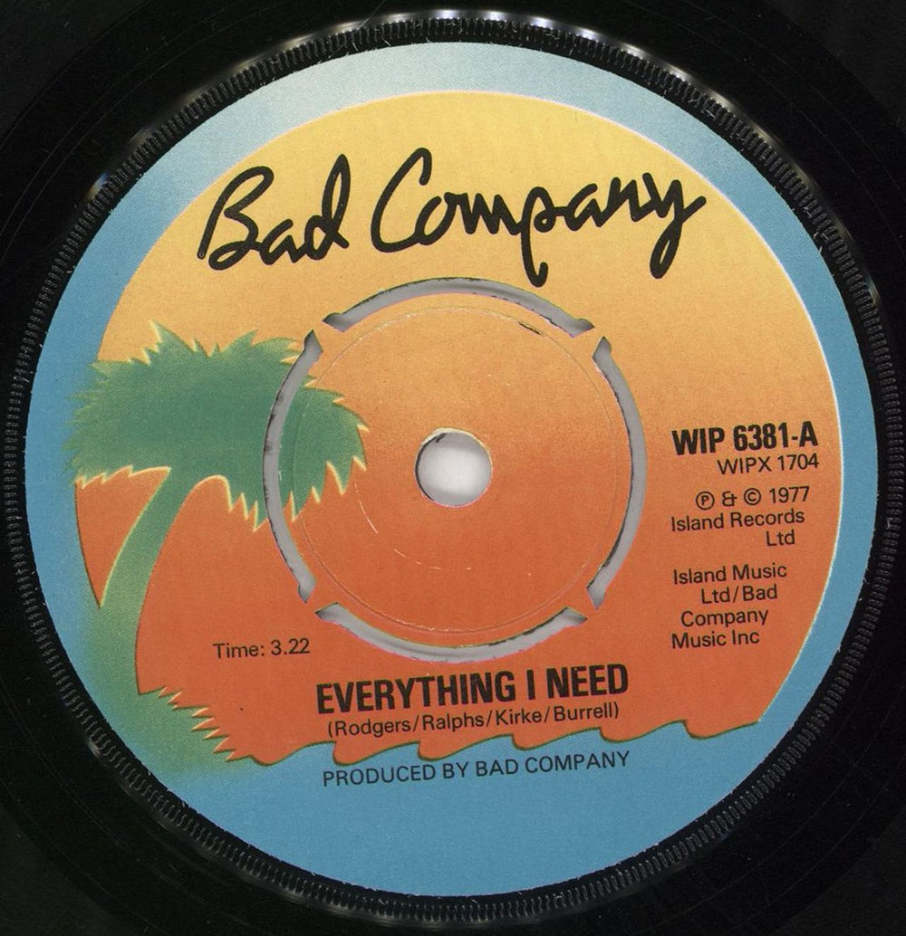 Bad Company Everything I Need + Picture Sleeve UK 7" vinyl single (7 inch record / 45) BCO07EV705416