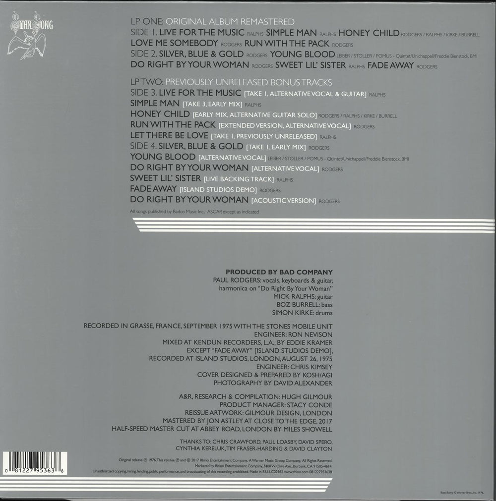 Bad Company Run With The Pack - 180 Gram Vinyl UK 2-LP vinyl record set (Double LP Album) 081227953638