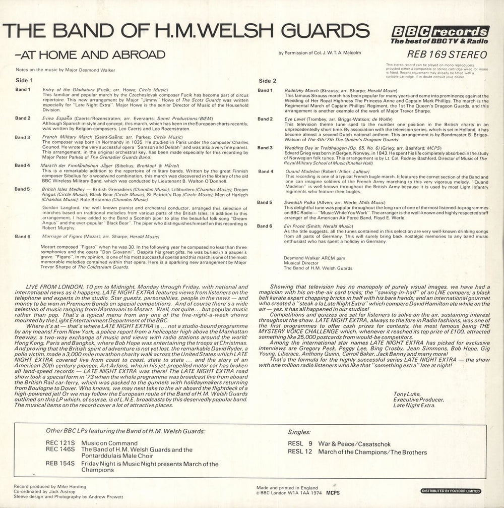 Band Of The Welsh Guards At Home And Abroad UK vinyl LP album (LP record)