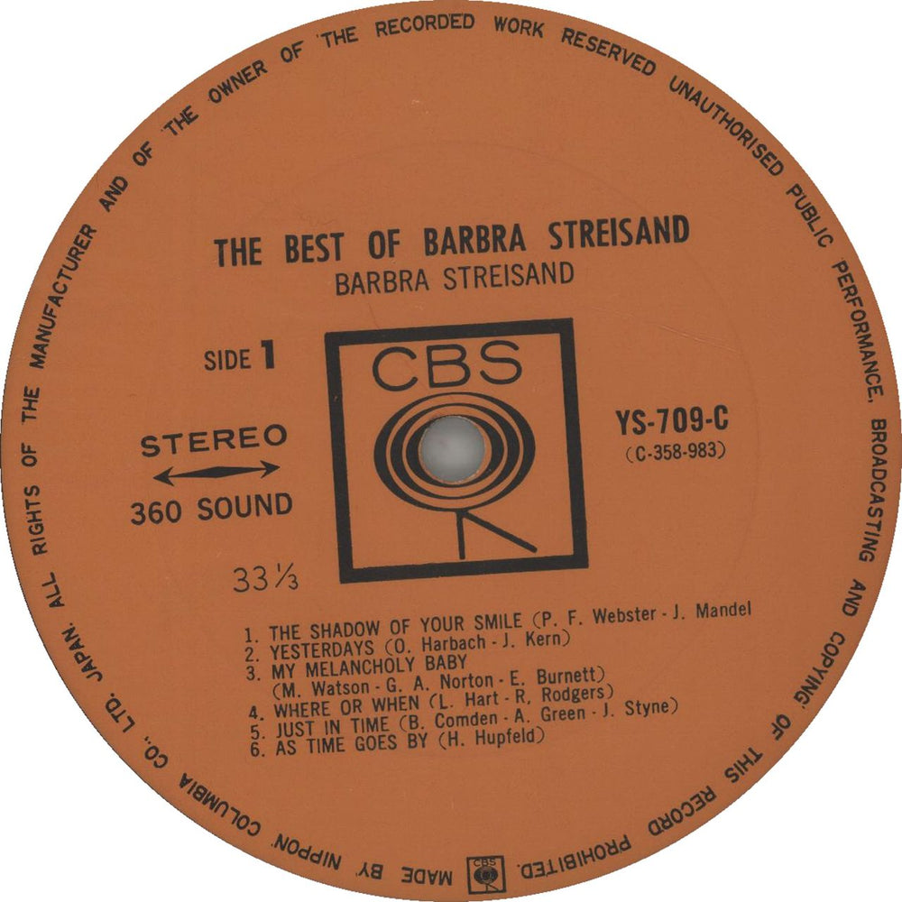 Barbra Streisand The Best Of Barbra Streisand Japanese vinyl LP album (LP record)