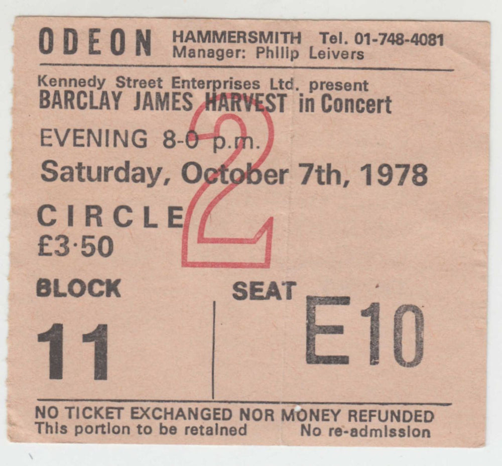 Barclay James Harvest XII + Ticket Stub UK tour programme BJHTRXI648689