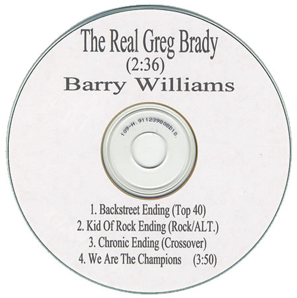 Barry Williams The Real Greg Brady US Promo CD-R acetate CD ACETATE