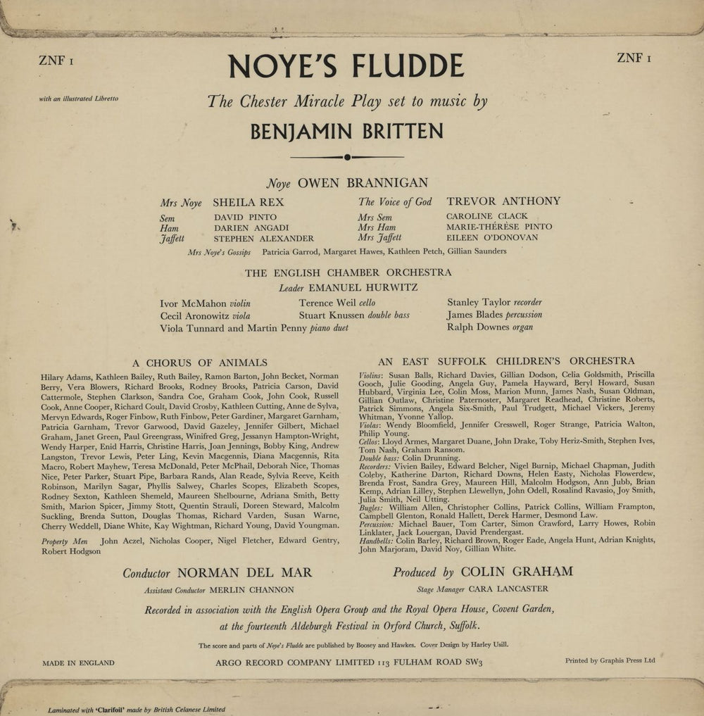 Benjamin Britten Noye's Fludde UK vinyl LP album (LP record)