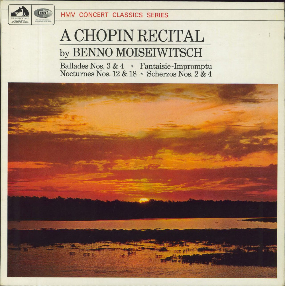 Benno Moiseiwitsch A Chopin Recital UK vinyl LP album (LP record) XLP30075