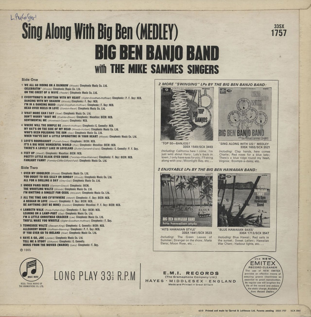 Big Ben Banjo Band Sing Along With Big Ben UK vinyl LP album (LP record)