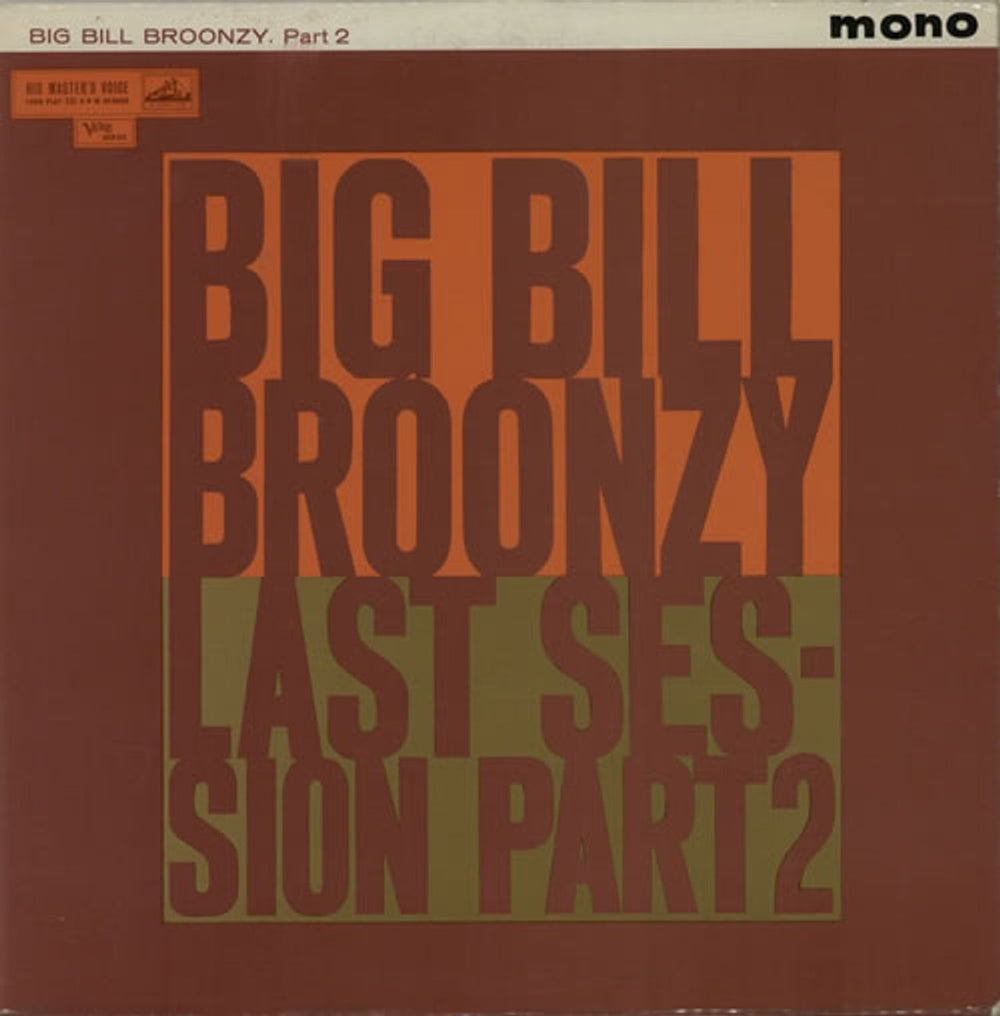 Big Bill Broonzy Last Session - Part 2 - 1st UK vinyl LP album (LP record) CLP1551