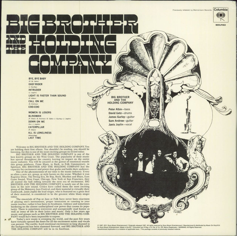 Big Brother & The Holding Company Big Brother & The Holding Company Featuring Janis Joplin UK vinyl LP album (LP record)