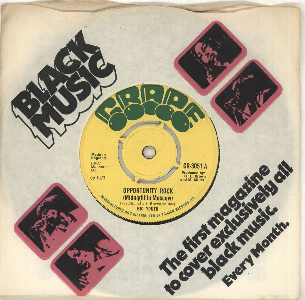 Big Youth Opportunity Rock (Midnight In Moscow) UK 7" vinyl single (7 inch record / 45) GR-3051