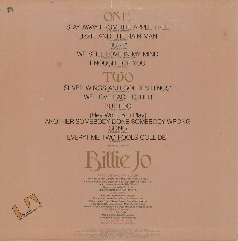 Billie Jo Spears Billie Jo US vinyl LP album (LP record)