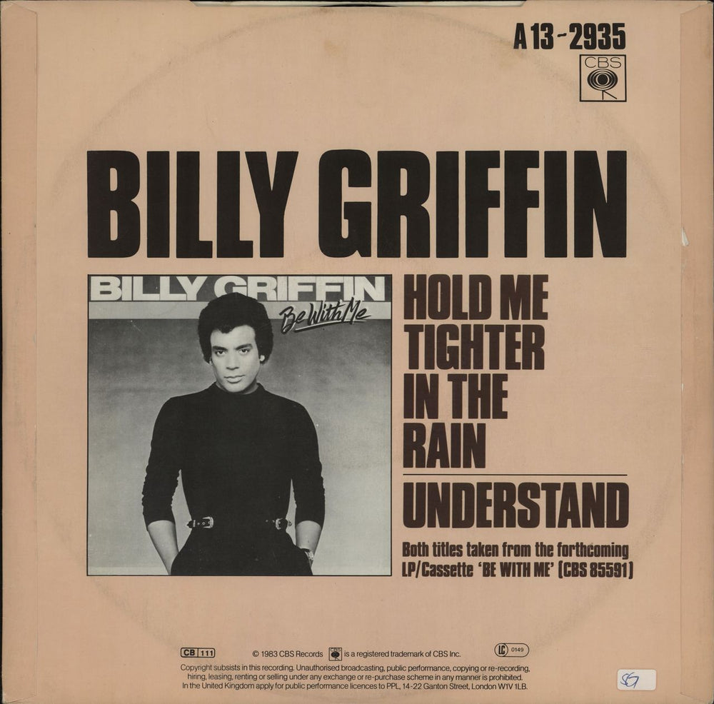 Billy Griffin Hold Me Tighter In The Rain - P/s UK 12" vinyl single (12 inch record / Maxi-single) B4N12HO759150