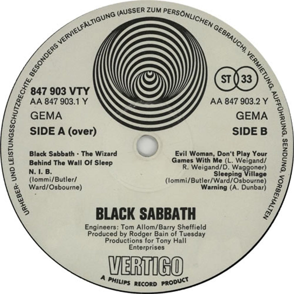 Black Sabbath Black Sabbath - 1st - EX German vinyl LP album (LP record) BLKLPBL106589