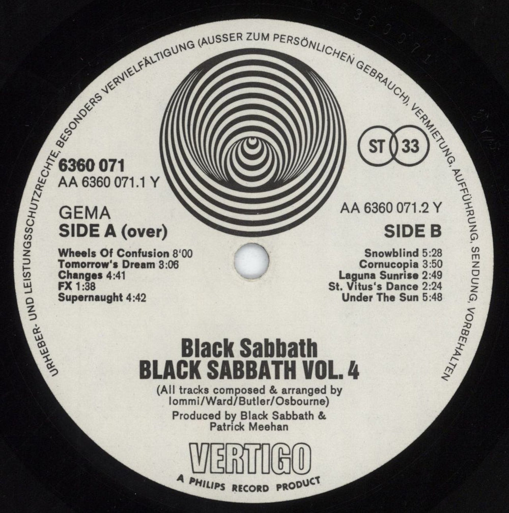 Black Sabbath Vol. 4 - 1st - VG German vinyl LP album (LP record) BLKLPVO810868