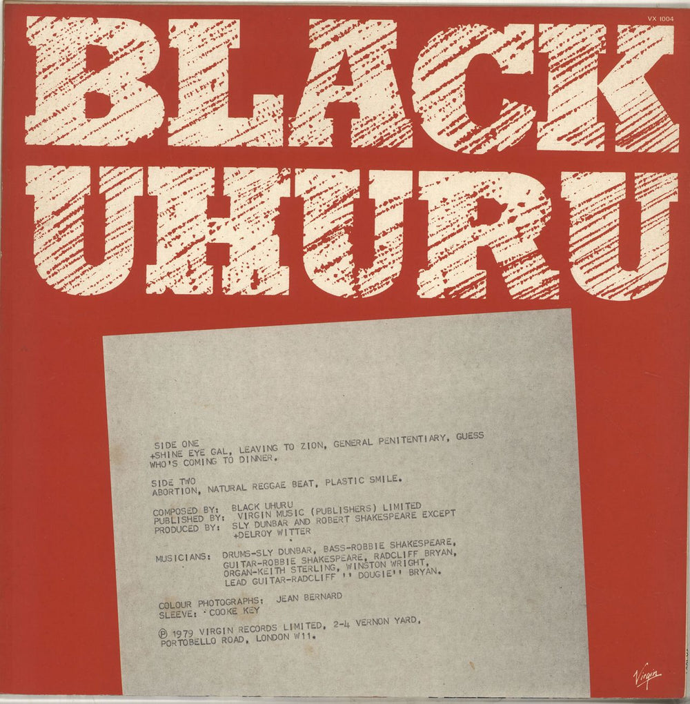 Black Uhuru Black Uhuru UK vinyl LP album (LP record)