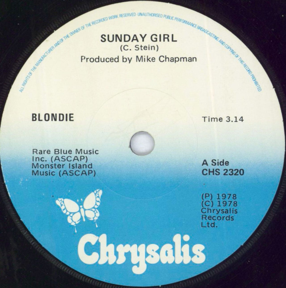 Blondie Sunday Girl Irish 7" vinyl single (7 inch record / 45) BLO07SU741495