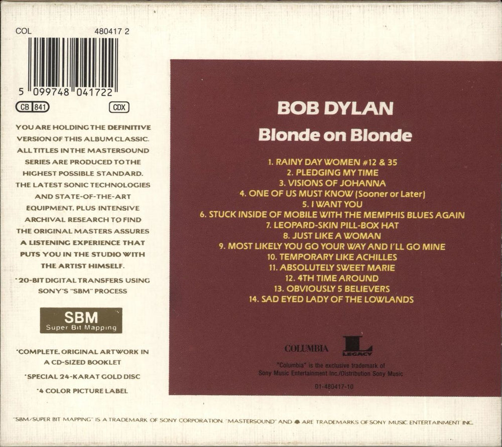 Bob Dylan Blonde On Blonde - Mastersound + slipcase US CD album (CDLP) 5099748041722