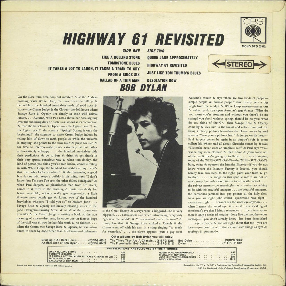 Bob Dylan Highway 61 Revisited - 1st - Stereo UK vinyl LP album (LP record)