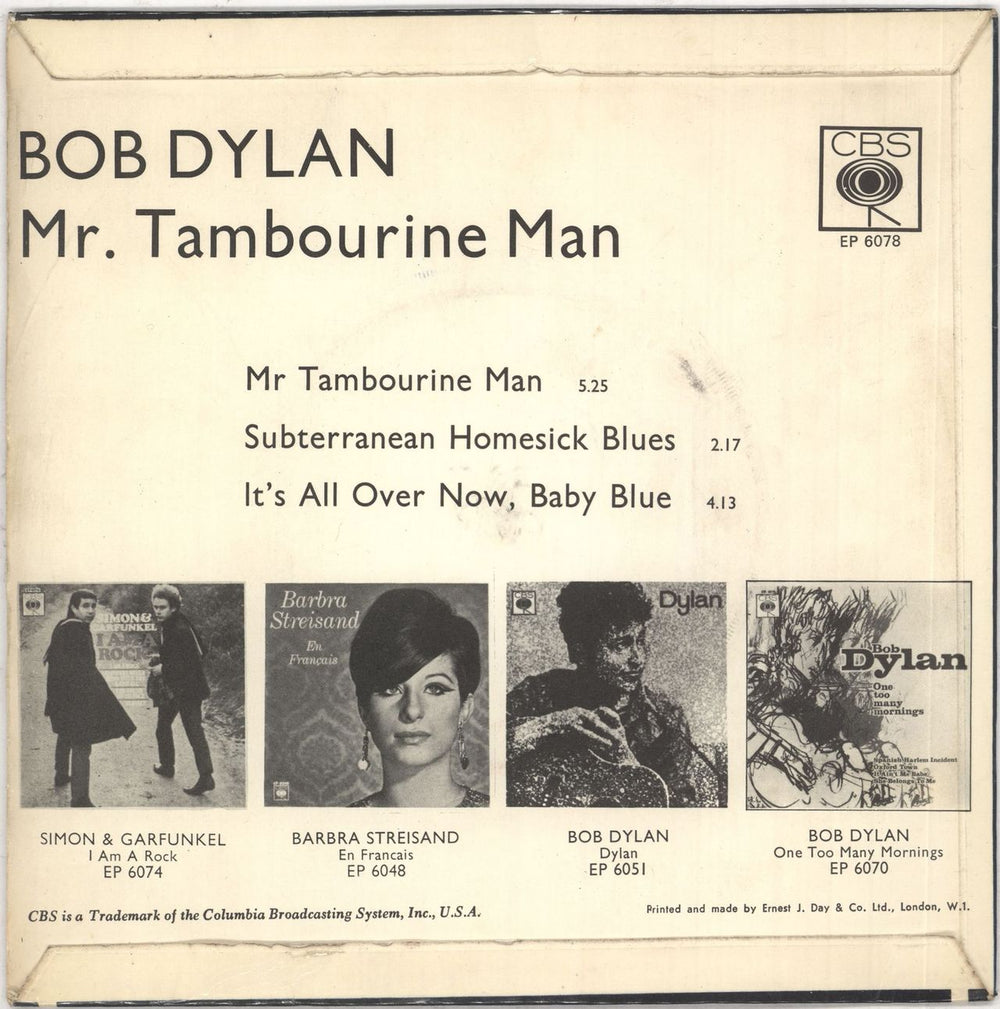 Bob Dylan Mr Tambourine Man E.P. UK 7" vinyl single (7 inch record / 45) DYL07MR108916