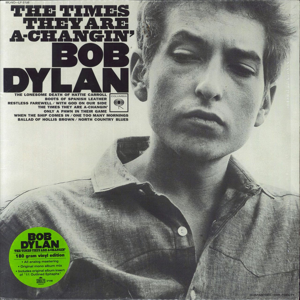 Bob Dylan The Times They Are A-Changin' - 180gm Vinyl + Shrink US vinyl LP album (LP record) LP5108