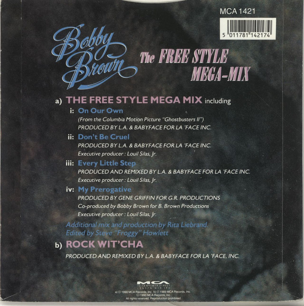 Bobby Brown The Free Style Mega-Mix UK 7" vinyl single (7 inch record / 45) 5011781142174