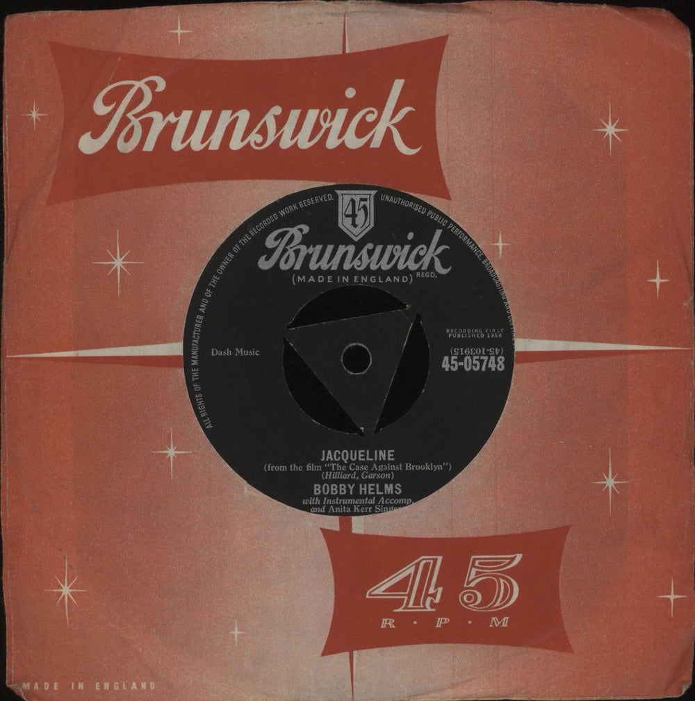 Bobby Helms Jacqueline UK 7" vinyl single (7 inch record / 45) 45-05748