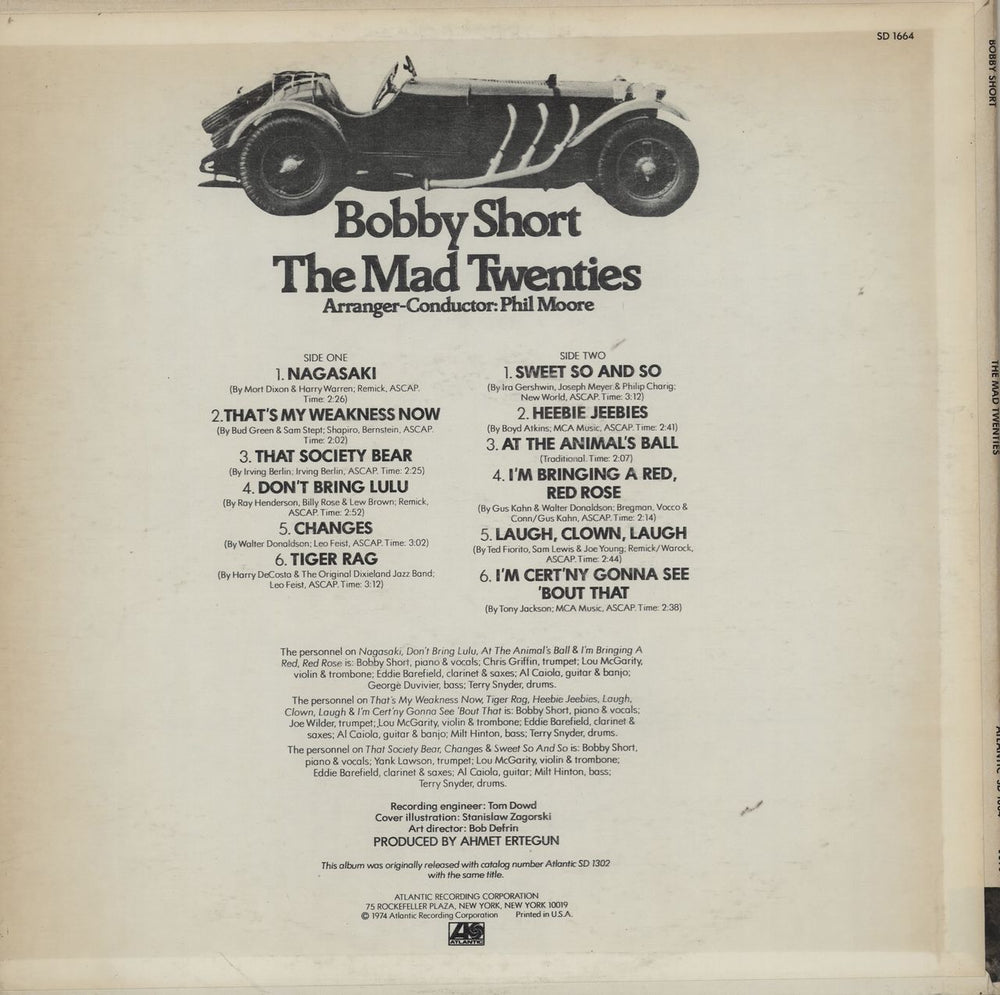 Bobby Short The Mad Twenties US vinyl LP album (LP record)