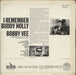 Bobby Vee I Remember Buddy Holly - EX UK vinyl LP album (LP record) BYVLPIR789752