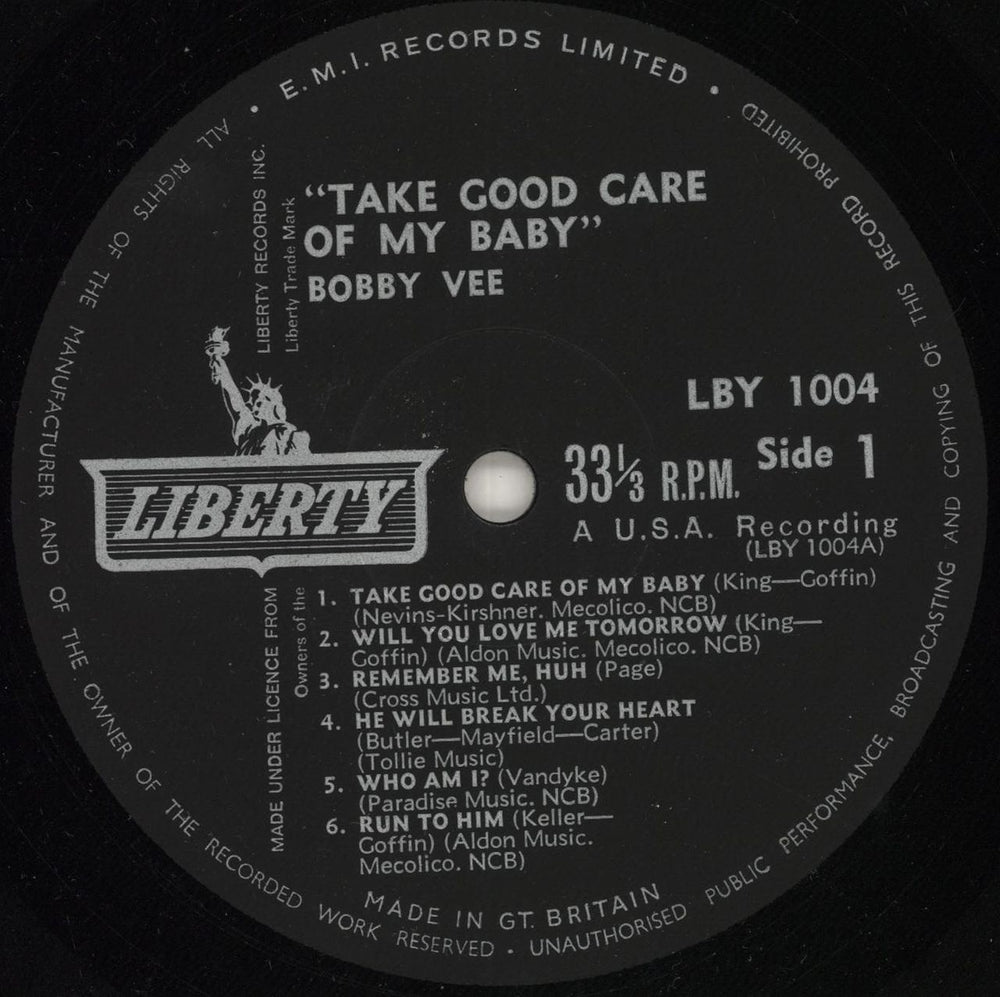 Bobby Vee Take Good Care Of My Baby UK vinyl LP album (LP record) BYVLPTA723056