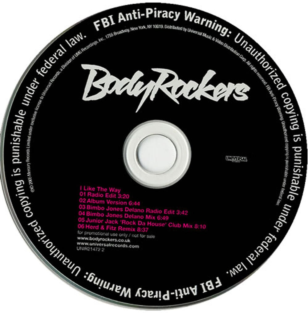 Bodyrockers I Like The Way US Promo CD single (CD5 / 5") UNIR214722