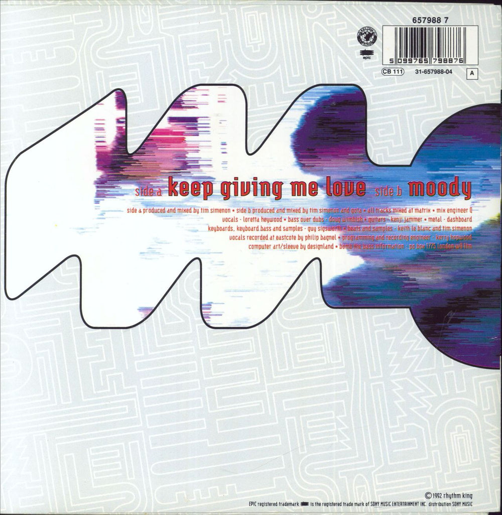 Bomb The Bass Keep Giving Me Love UK 7" vinyl single (7 inch record / 45) 5099765798876