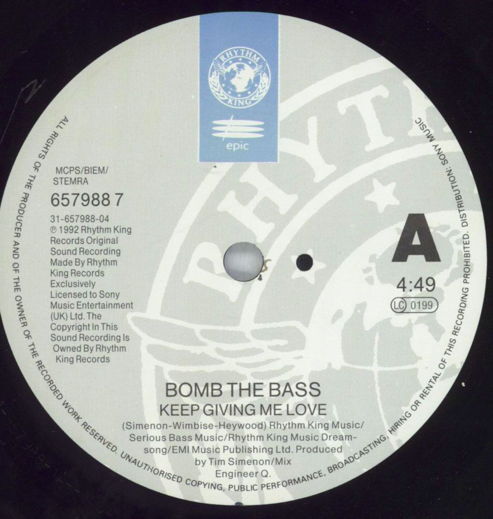Bomb The Bass Keep Giving Me Love UK 7" vinyl single (7 inch record / 45) BTB07KE827948