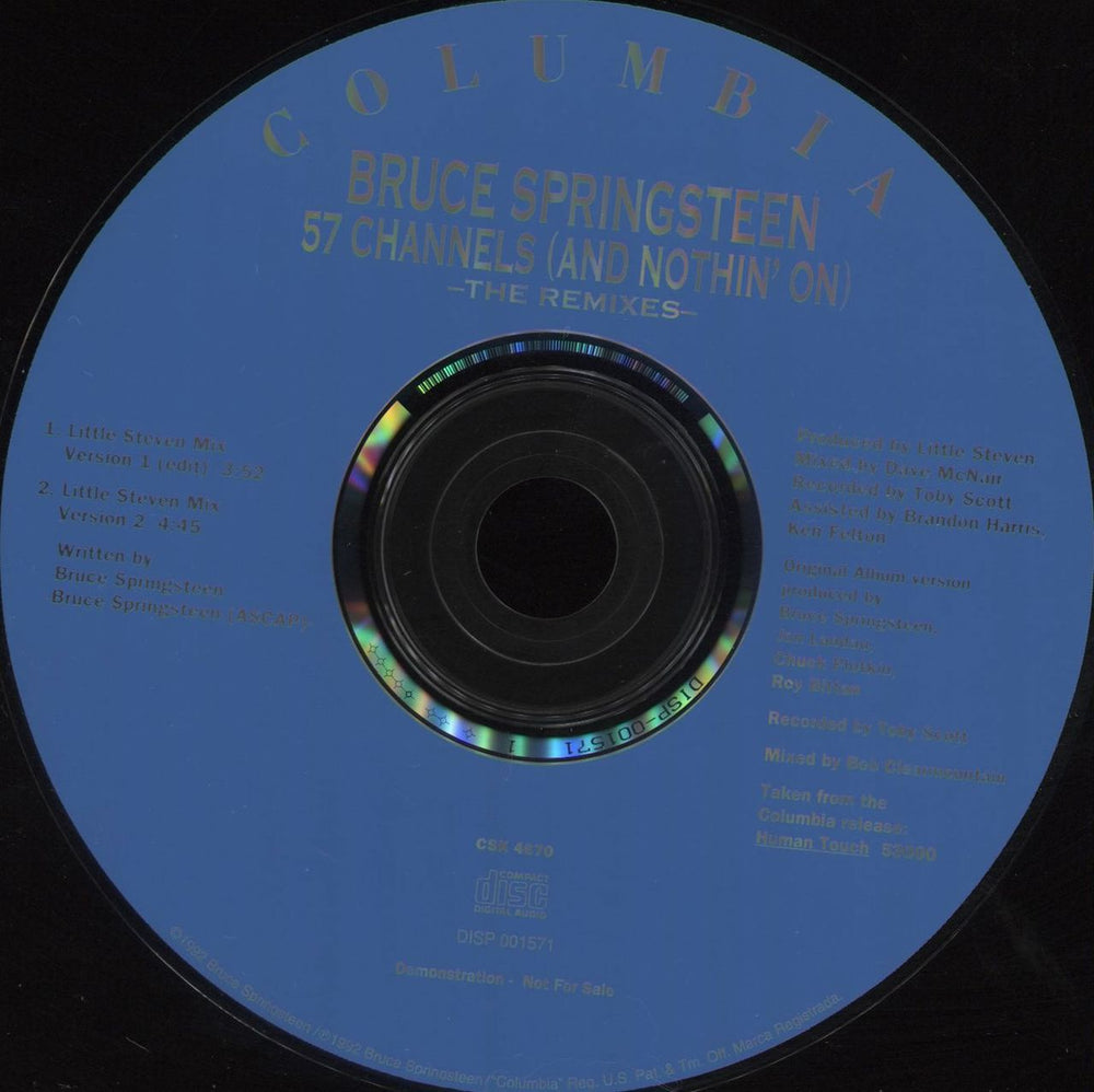 Bruce Springsteen 57 Channels - The Remixes US Promo CD single (CD5 / 5") SPRC5CH27134