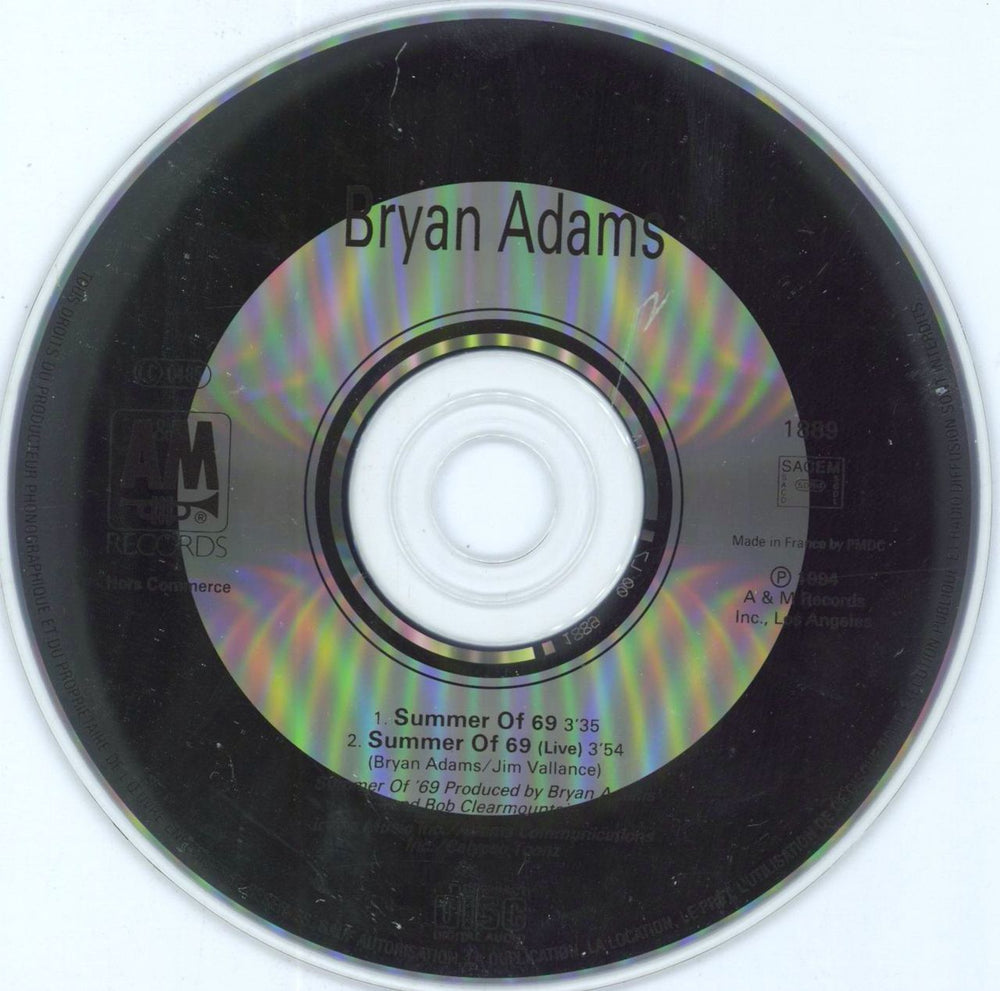 Bryan Adams Summer Of '69 French Promo CD single (CD5 / 5") ADAC5SU35192