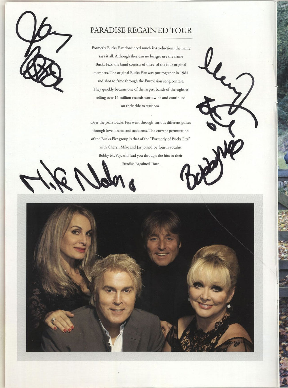 Bucks Fizz Paradise Regained Tour - Autographed UK tour programme BUCTRPA700382