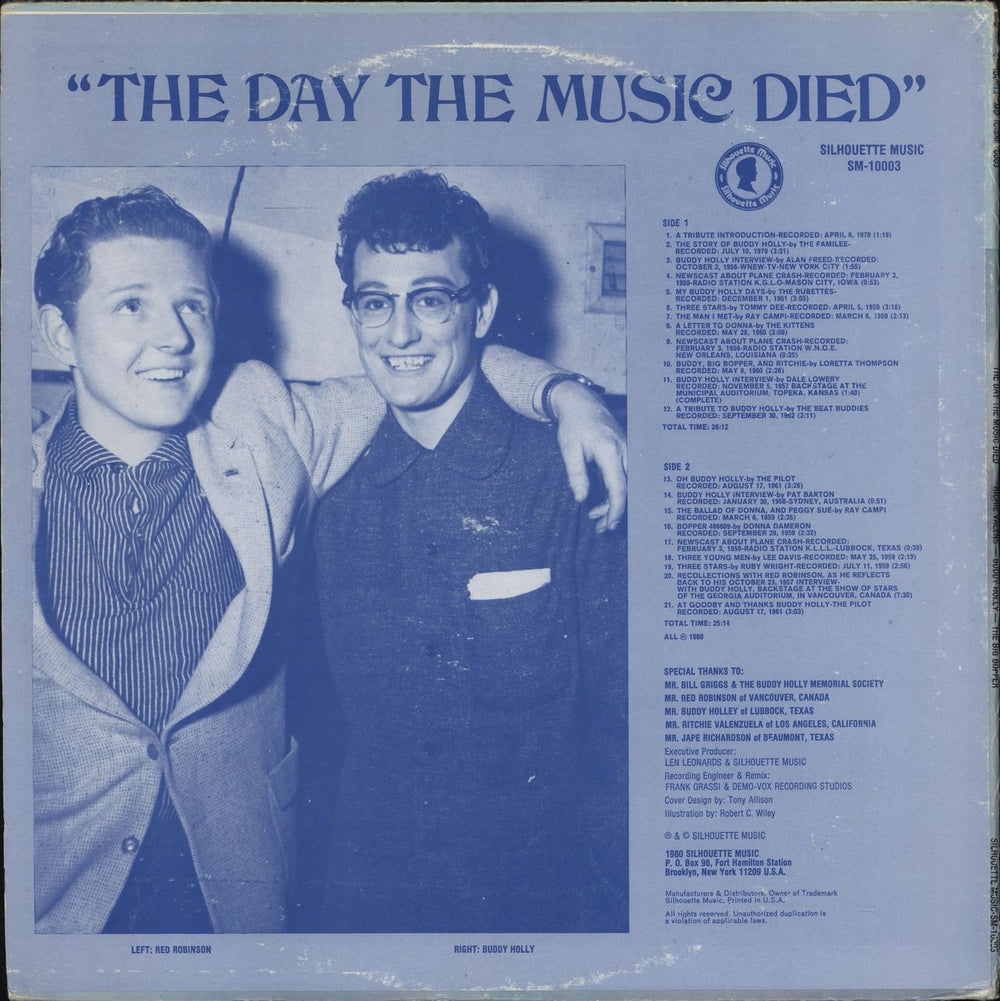 Buddy Holly The Day The Music Died US vinyl LP album (LP record)