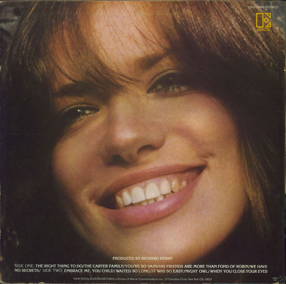 Carly Simon No Secrets Australian vinyl LP album (LP record)