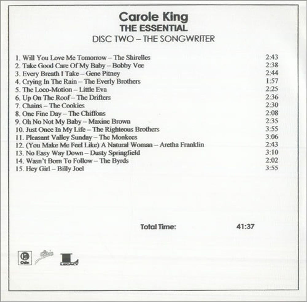 Carole King The Essential Carole King US Promo CD-R acetate CRLCRTH507022